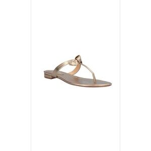 Alexandre Birman Women’s Toe‎ Thong Sandals Gold Leather Size 37.5